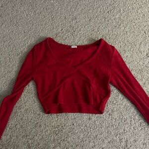 Red garage long sleeve. Cropped